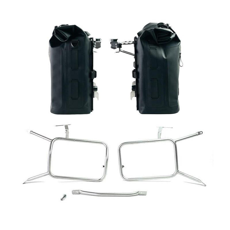BMW R nineT 1200 Urban G/S (niedriger Auspuff) [2017-2023] - Zwei Khali-Seitentaschen aus TPU 35L - 45L + Paar Aluminiumplatten mit nineT-Rahmen
