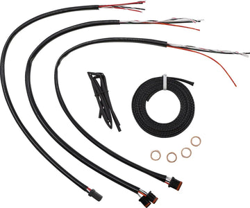Harley Davidson flfb [LA CHOPPERS] - Kit completo cavo manubrio intrecciato Midnight/linea freno - 0