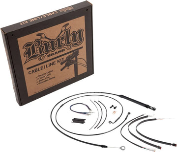 Harley Davidson Softail Street Bob Fxbb [BURLY BRAND] - Kit completo di cavi/linee manubrio in vinile nero per Ape Hangers - 0