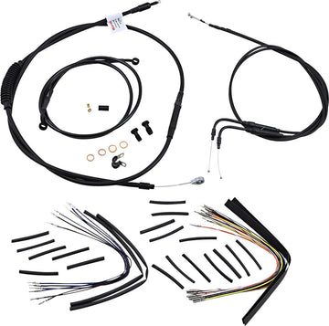 Harley Davidson Fxst [BURLY BRAND] - Kit completo di cavi/linee manubrio in vinile nero per Ape Hangers - 0