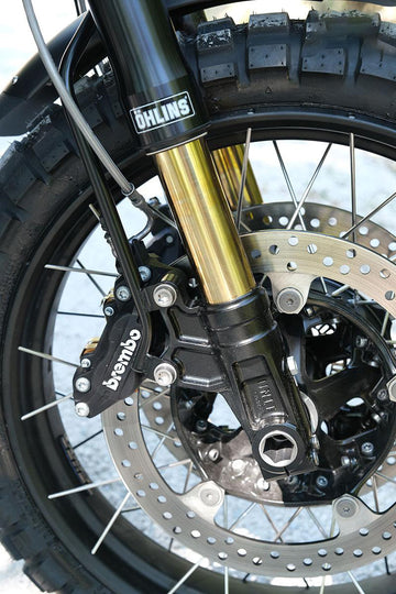 BMW R nineT 1200 Urban G/S (niedriger Auspuff) [2017-2023] - Öhlins USD LOW Gabel-Kit + Einheit Garagenplatten und Füße (niedrige Version)