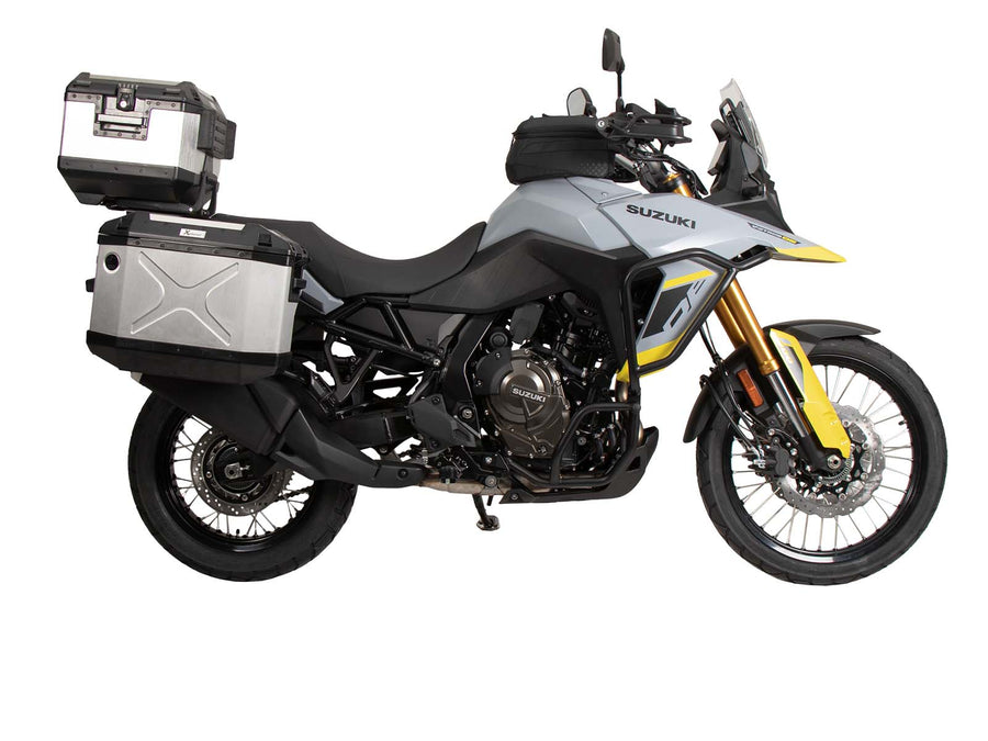 Suzuki V-Strom 800 DE [2023-2026] - Portapacchi Set Cutout nero incl. Set di borse laterali Xplorer Cutout argento