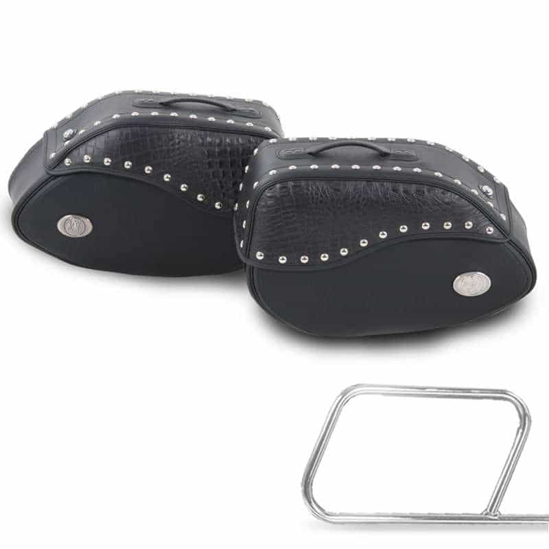 Motorradtasche [Hepco & Becker] - Satteltaschen Ivory schwarz – Rohrpacktaschenhalter
