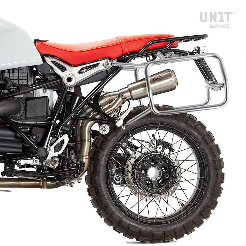 BMW R nineT 1200 Urban G/S (niedriger Auspuff) [2017-2023] - Paar Cult-Seitentaschen aus Canvas 40L - 50L + Paar Aluminiumplatten + Atlas NineT Aluminium Taschenrahmen