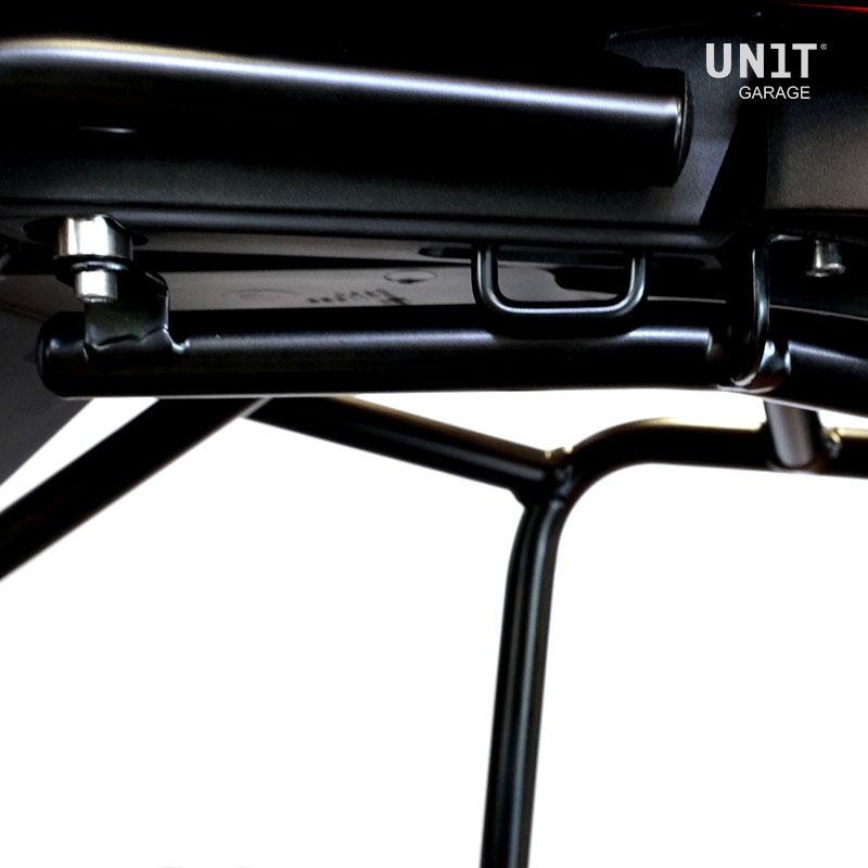 BMW R nineT 1200 Pure [2017-2023] - Kultige Seitentasche aus Spaltleder 40L - 50L + Aluminiumplatte + rechter Rahmen für Atlas Aluminiumtasche