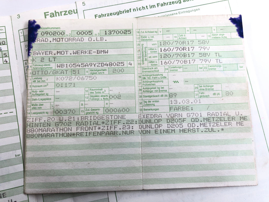 BMW K 1200 LT [2002] - Frame con documenti